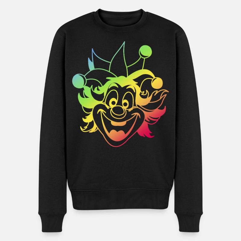 Rainbow Jester Smile Clown Kasper Fasching - Männer Premium Bio Pullover - Schwarz