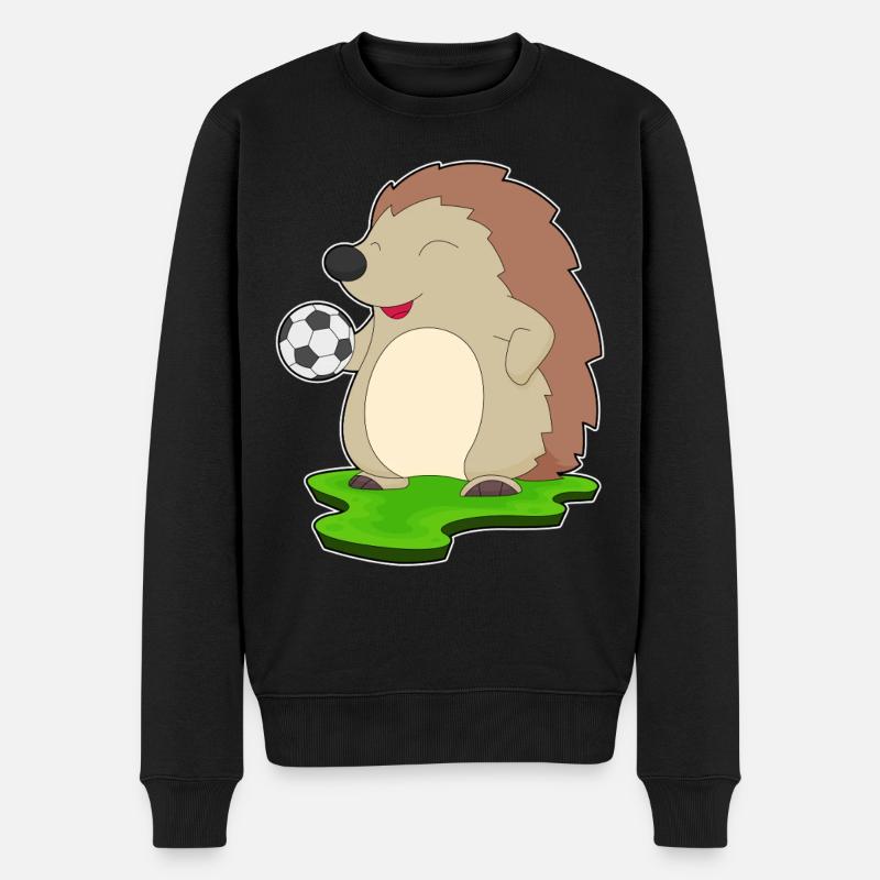 Igel Fußballspieler Fußball - Männer Premium Bio Pullover - Schwarz