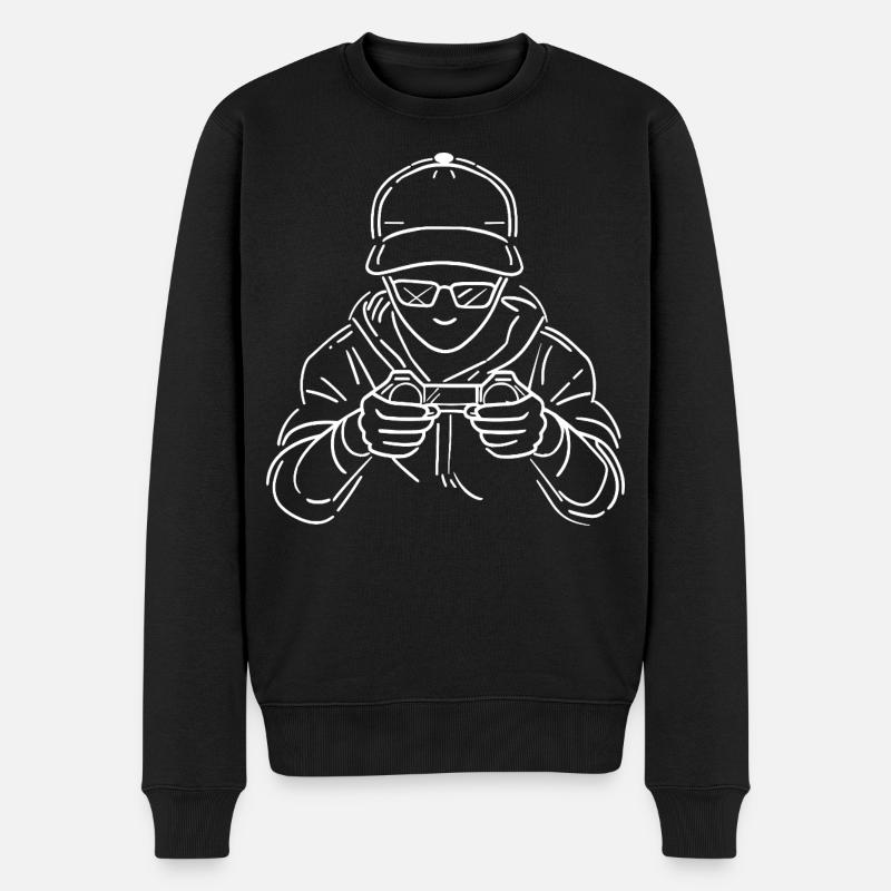 Dessin de joueur - Pull Premium bio Homme - noir