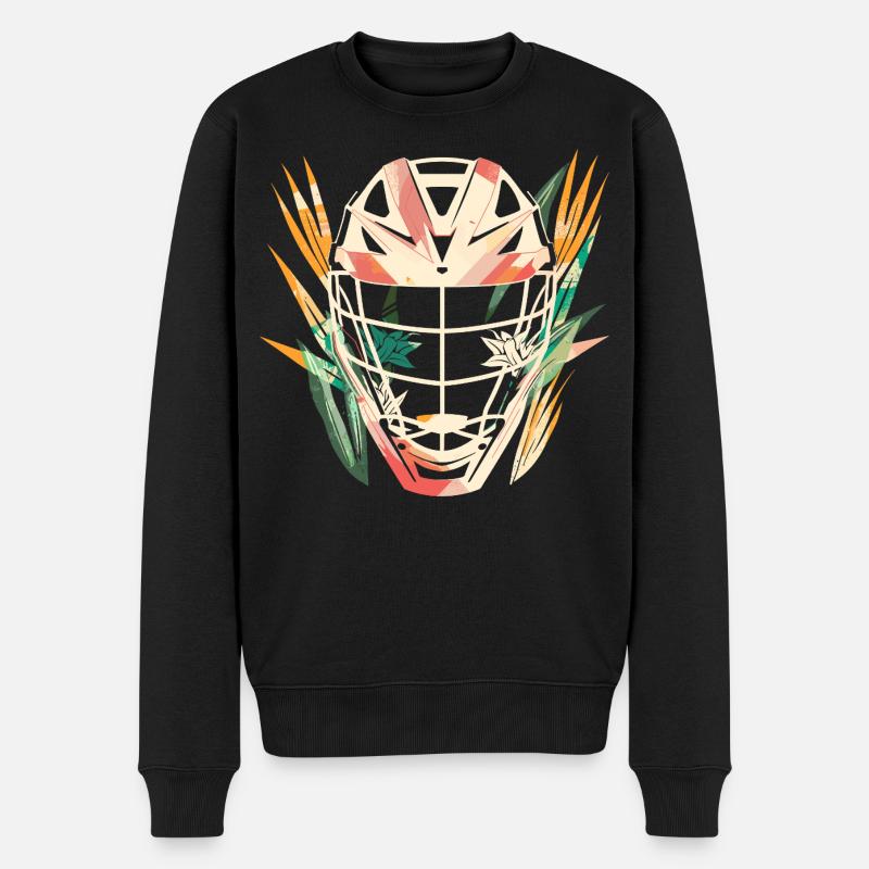 Lacrosse Helm Cartoon - Männer Premium Bio Pullover - Schwarz