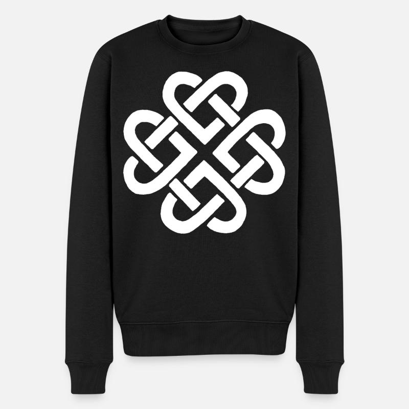 Fleur et coeurs blancs - Pull Premium bio Homme - noir