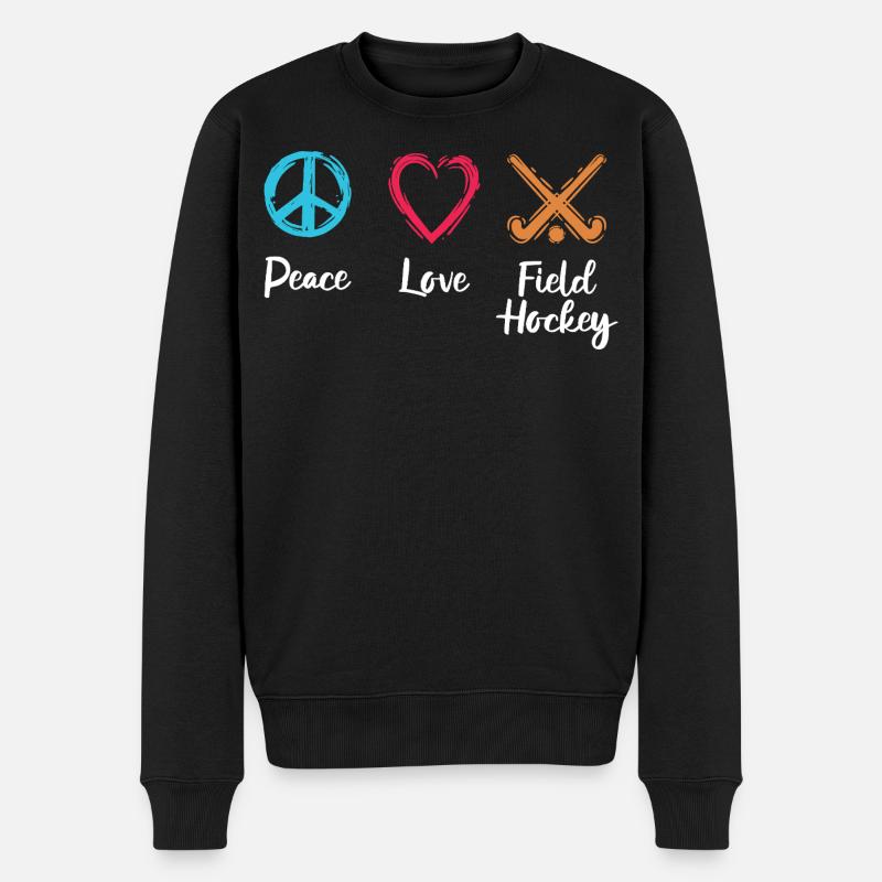 Peace Love Hockey sur gazon - Pull Premium bio Homme - noir