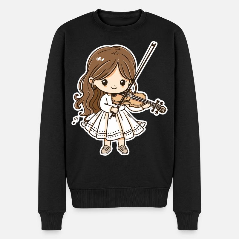 Violoniste fille dessin animé - Pull Premium bio Homme - noir