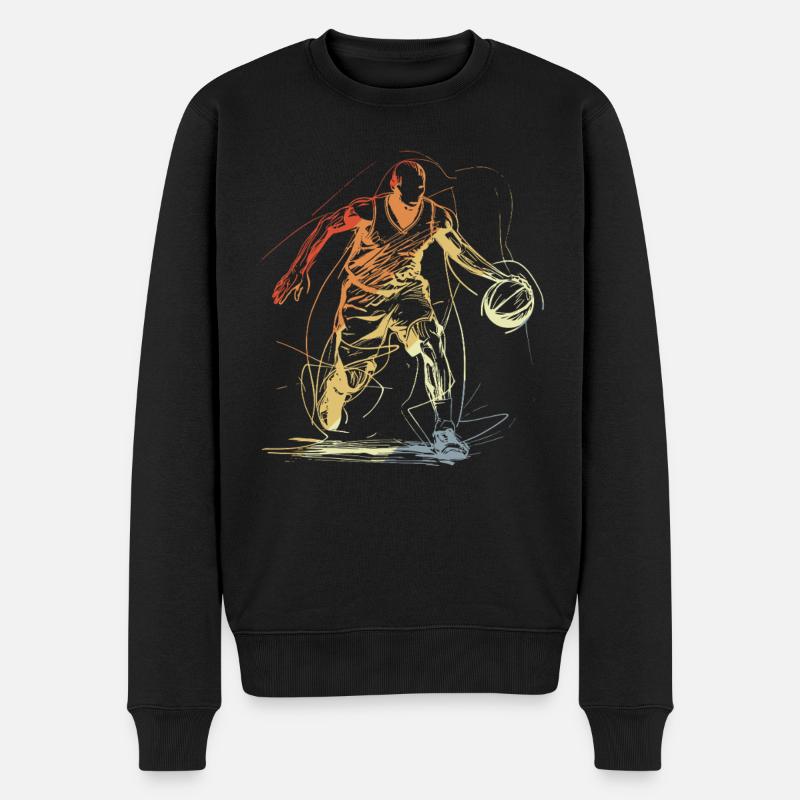 Basketballspieler Skizze - Männer Premium Bio Pullover - Schwarz