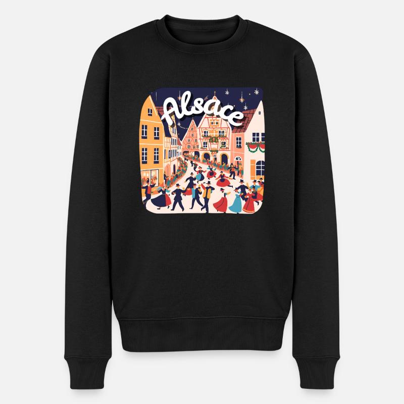 Alsace festive danse village - Pull Premium bio Homme - noir