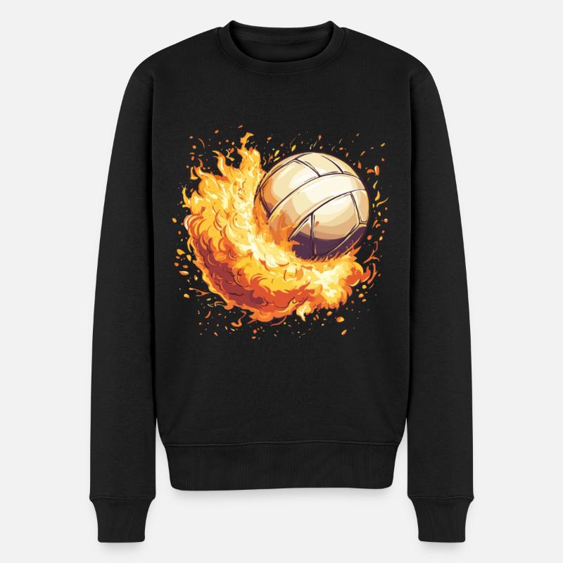 Feu brûlant de volley-ball - Pull Premium bio Homme - noir