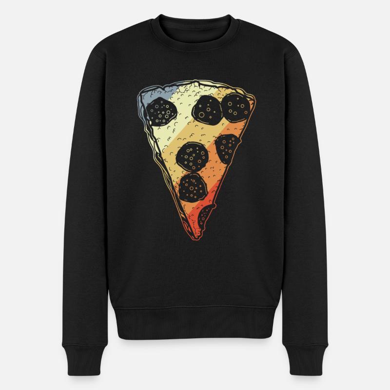 Retro Pizza - Männer Premium Bio Pullover - Schwarz