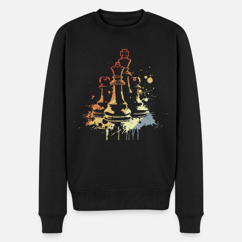 Schachfiguren Graffiti - Männer Premium Bio Pullover - Schwarz