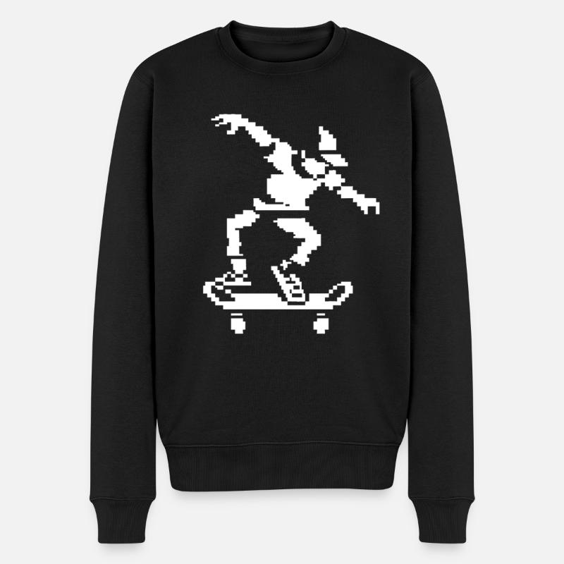 Skateur Pixel Graphique - Pull Premium bio Homme - noir