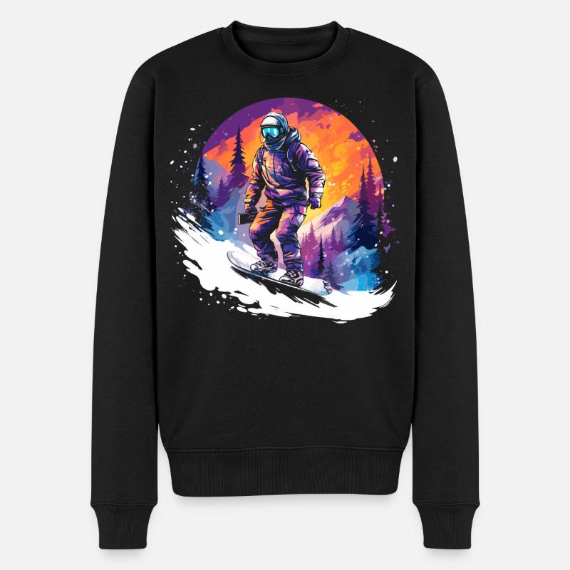 Snowboarding 80er Jahre - Männer Premium Bio Pullover - Schwarz