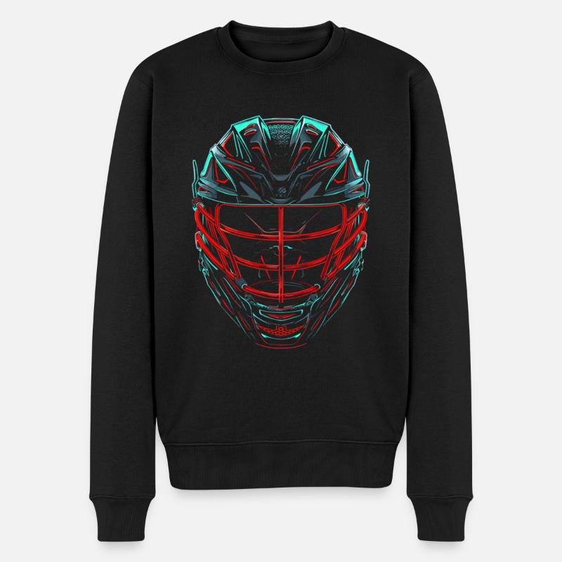 Lacrosse Helm Retrowave - Männer Premium Bio Pullover - Schwarz