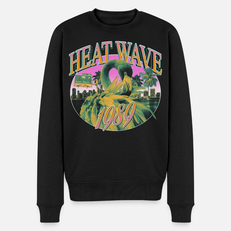 Heat Wave 1989 – Miami Retro Vibes - Männer Premium Bio Pullover - Schwarz