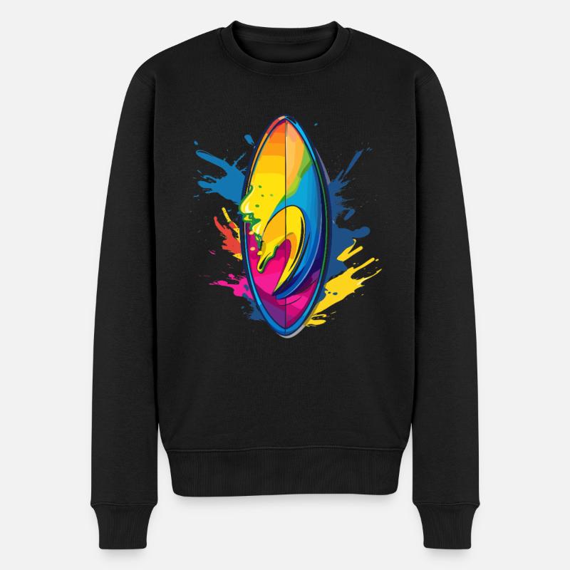 Surfbrett Farbklecks - Männer Premium Bio Pullover - Schwarz