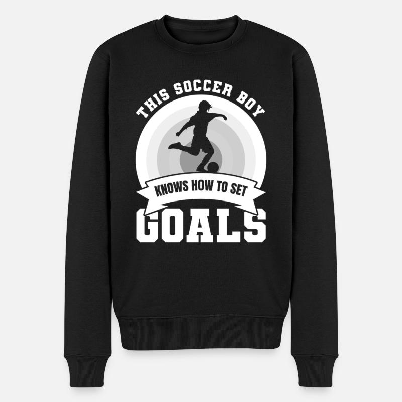 Fußballjunge - Männer Premium Bio Pullover - Schwarz