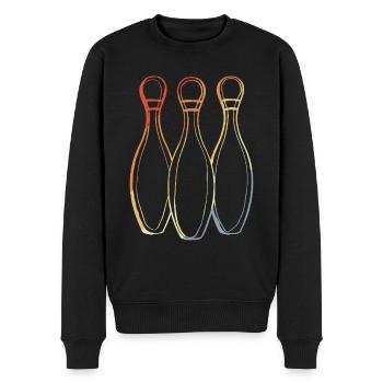 Bowling Skizze Retro Look - Männer Premium Bio Pullover - Schwarz - Vorne - Nico (187cm)