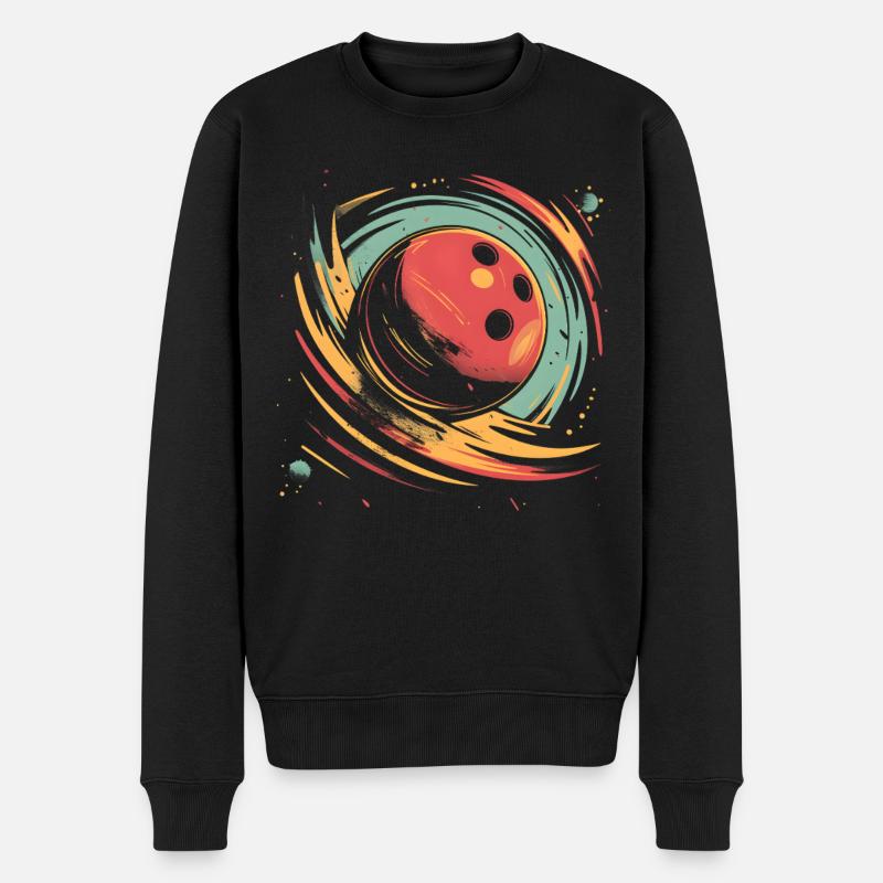 Retro Bowlingkugel - Männer Premium Bio Pullover - Schwarz