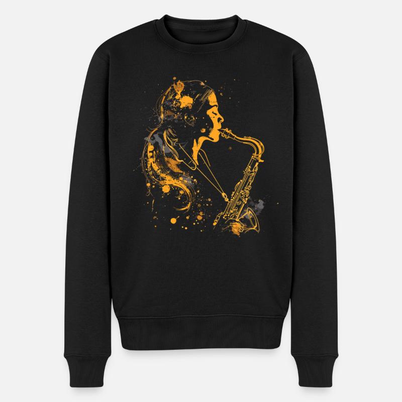 Saxophone fille graffiti - Pull Premium bio Homme - noir