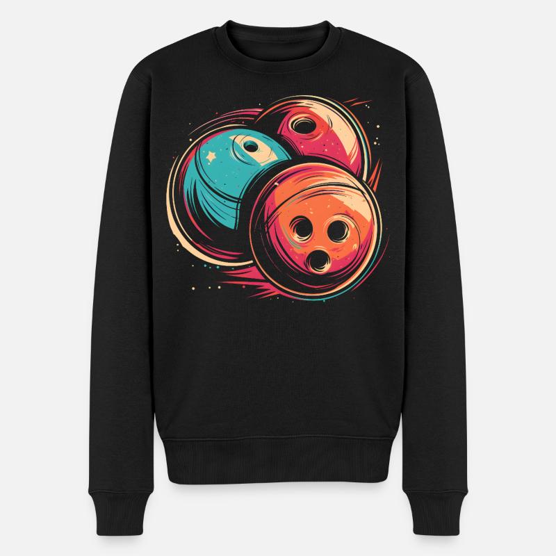 Bowlingkugeln Synthwave - Männer Premium Bio Pullover - Schwarz