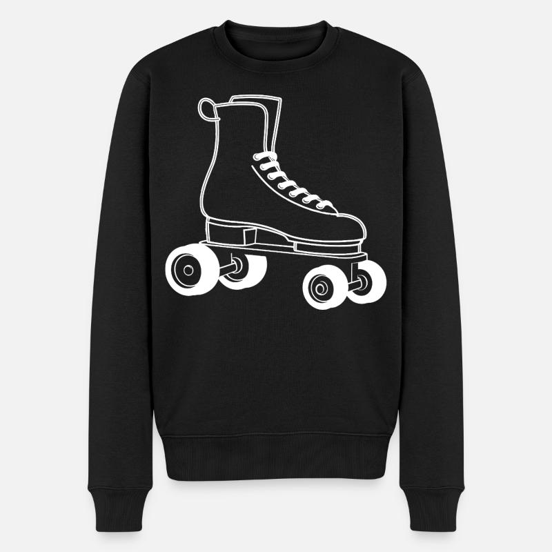Rollschuhe Zeichnung - Männer Premium Bio Pullover - Schwarz
