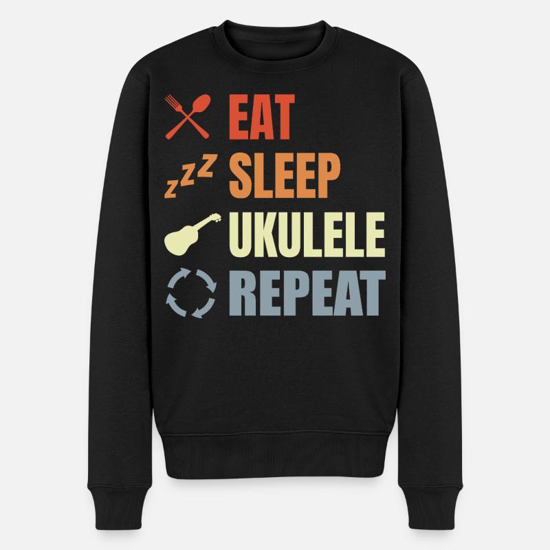 Eat Sleep Ukulele Repeat - Männer Premium Bio Pullover - Schwarz