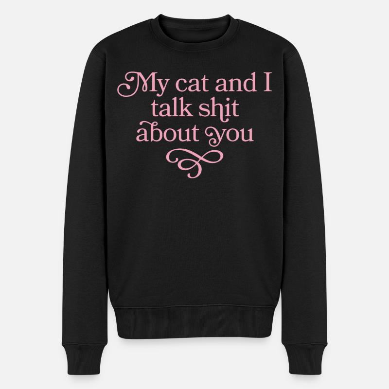 Katzenlästerduo in Rosa - Männer Premium Bio Pullover - Schwarz