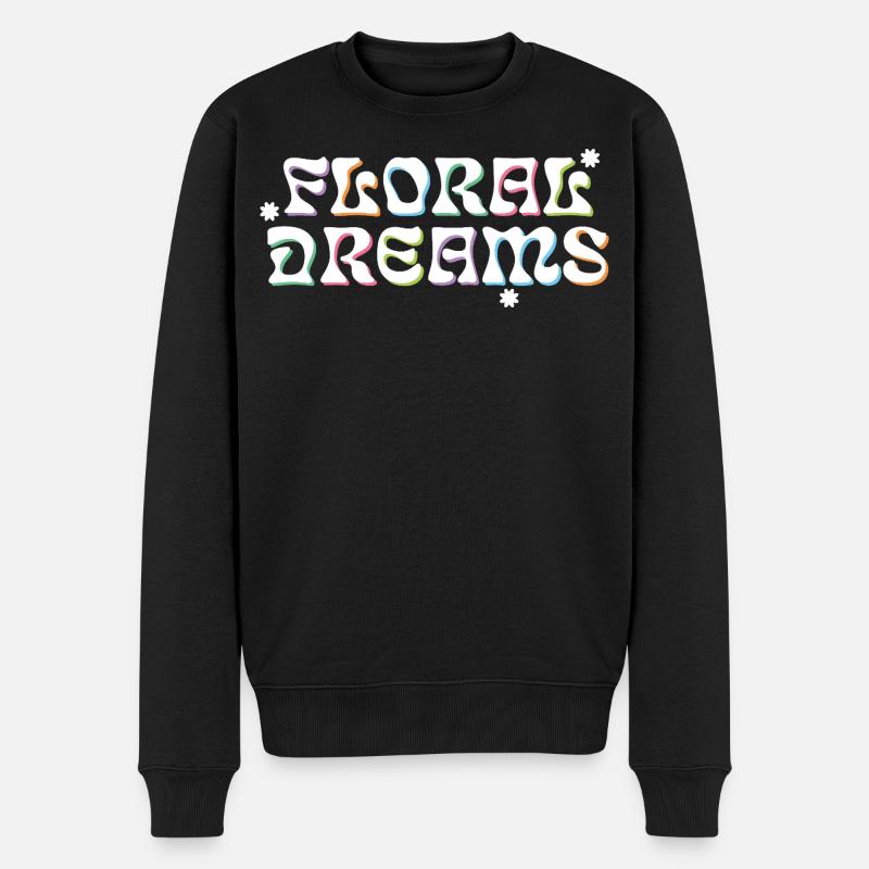 Floral Dreams Retro Style - Männer Premium Bio Pullover - Schwarz