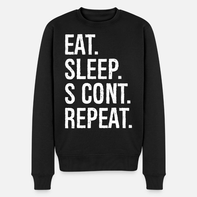 eat sleep s cont repeat - Männer Premium Bio Pullover - Schwarz