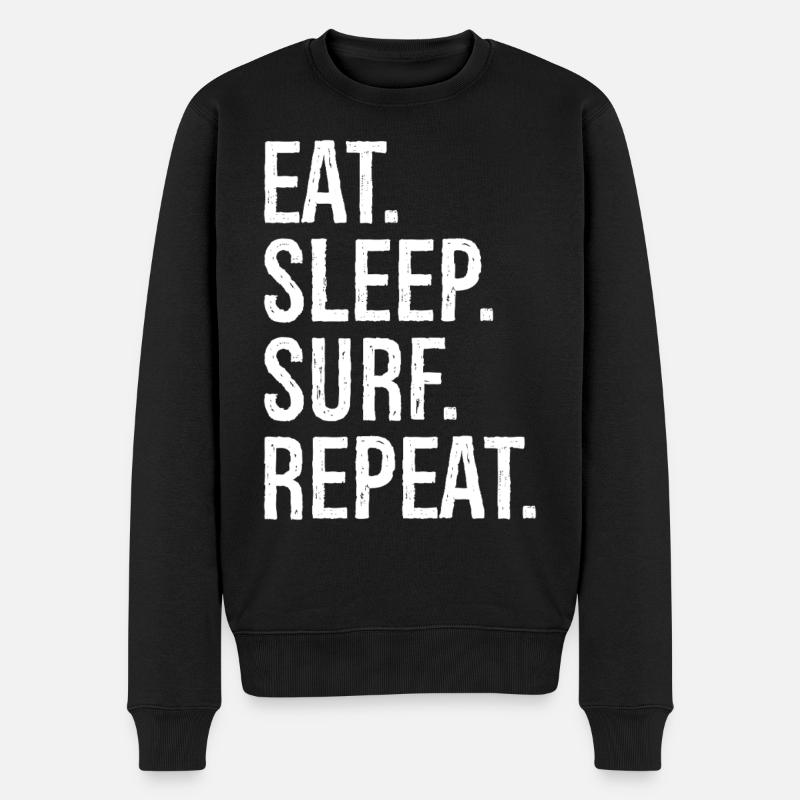 eat sleep surf repeat - Männer Premium Bio Pullover - Schwarz