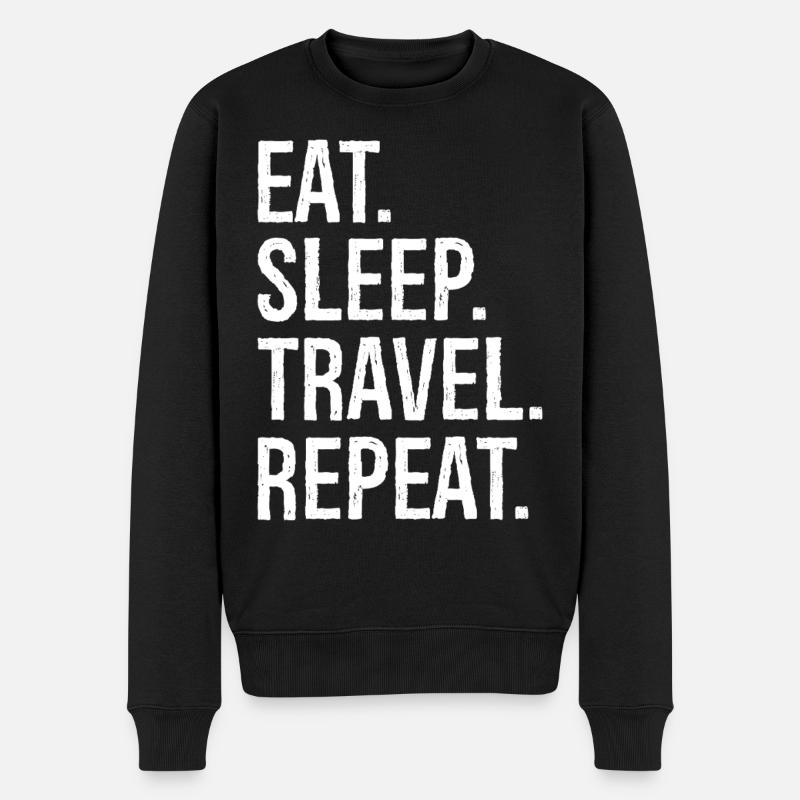 eat sleep travel repeat - Männer Premium Bio Pullover - Schwarz