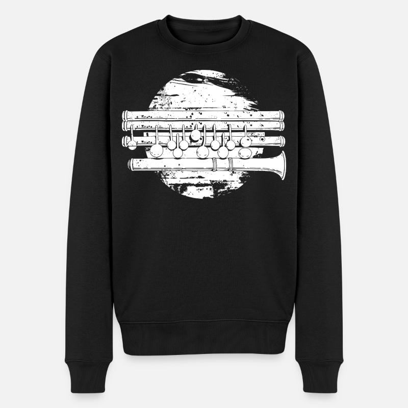 Dessin de flûte traversière - Pull Premium bio Homme - noir