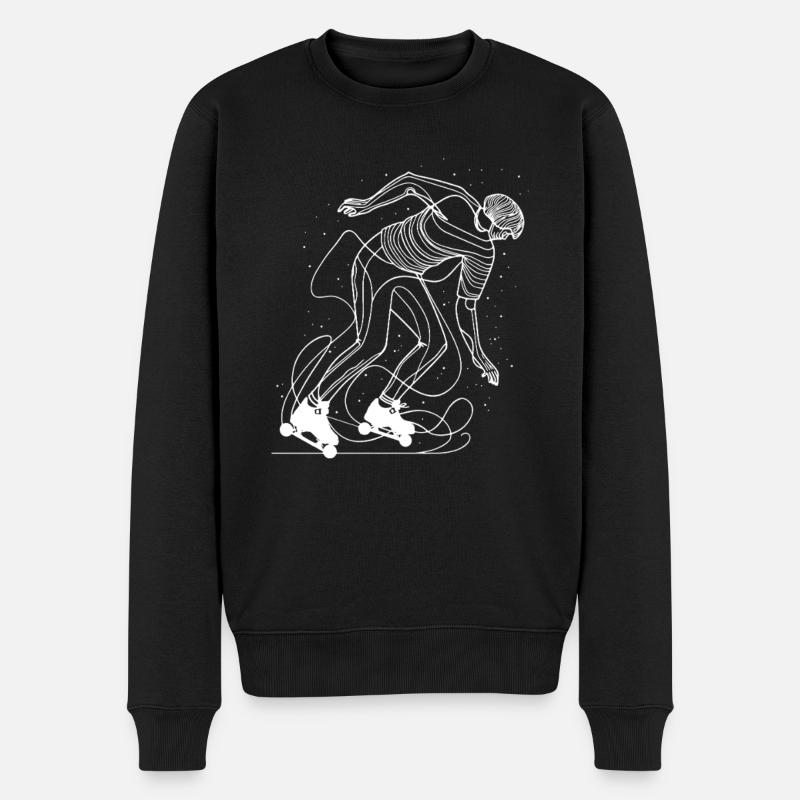 Roller Skater Line Art - Männer Premium Bio Pullover - Schwarz