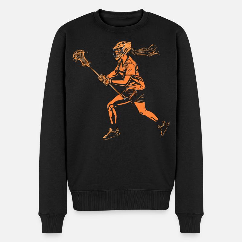 90er Lacrossespielerin - Männer Premium Bio Pullover - Schwarz