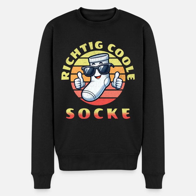 Richtig coole Socke mit Sonnenbrille  - Männer Premium Bio Pullover - Schwarz