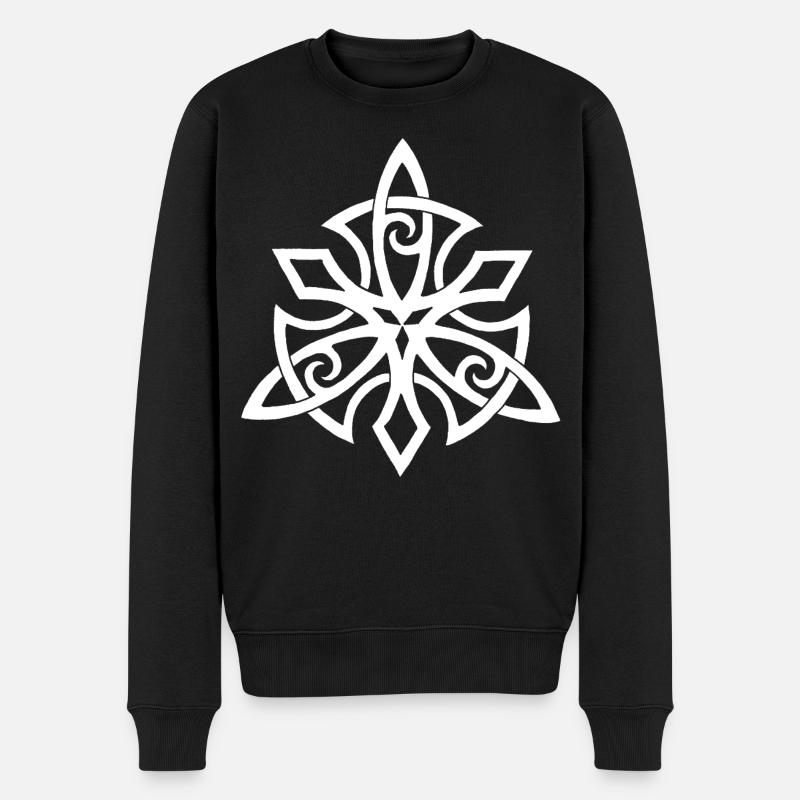 Weiße Wikingerflügel - Männer Premium Bio Pullover - Schwarz