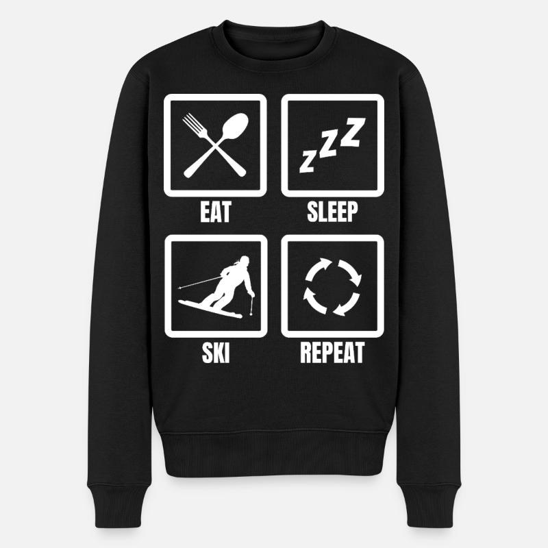 Eat Sleep Ski Repeat - Männer Premium Bio Pullover - Schwarz