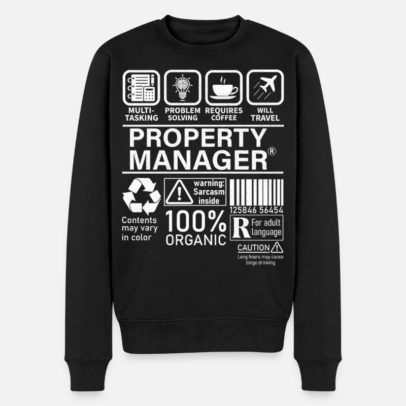 property manager multi tasking problem solving - Männer Premium Bio Pullover - Schwarz