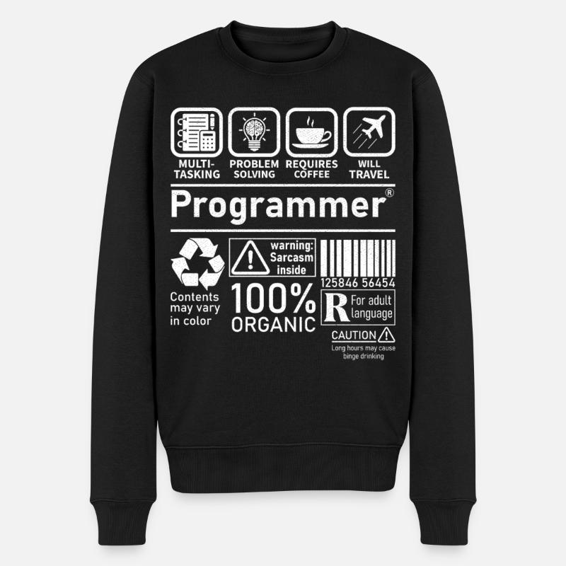 Programmeur multitâche, la résolution de problèmes nécessite - Pull Premium bio Homme - noir