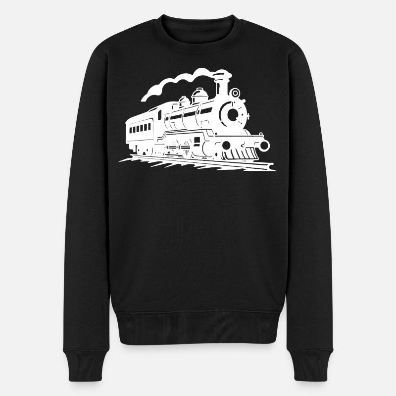 Eisenbahn - Männer Premium Bio Pullover - Schwarz
