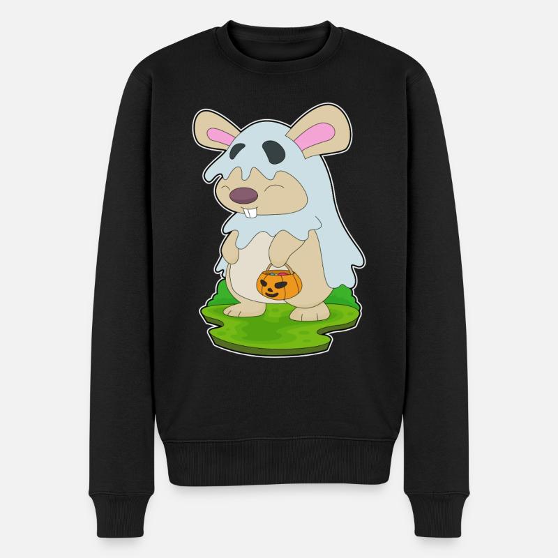 Hase Halloween Geist - Männer Premium Bio Pullover - Schwarz