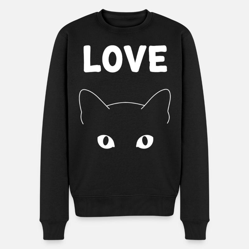 Love Chat: Katzenhafte Süße - Männer Premium Bio Pullover - Schwarz