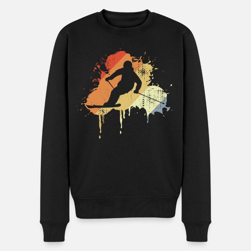 Vintage Wintersport - Männer Premium Bio Pullover - Schwarz