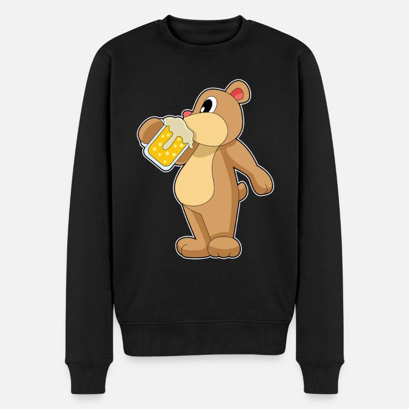 Bär Bier - Männer Premium Bio Pullover - Schwarz