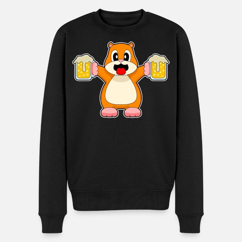 Hamster Bier - Männer Premium Bio Pullover - Schwarz