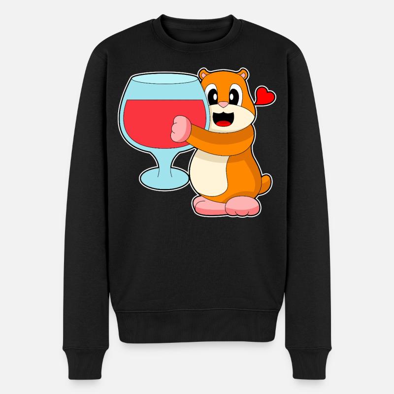 Hamster Rotwein - Männer Premium Bio Pullover - Schwarz