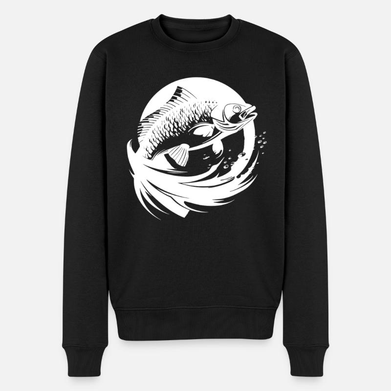 Dessin de poisson - Pull Premium bio Homme - noir