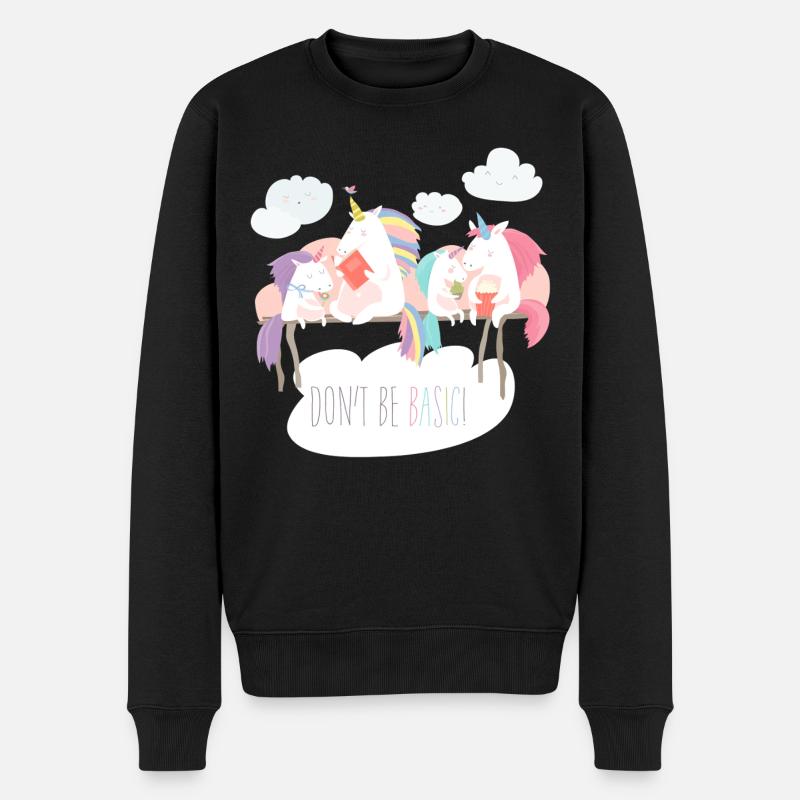Einhorn don't be basic statement - Männer Premium Bio Pullover - Schwarz