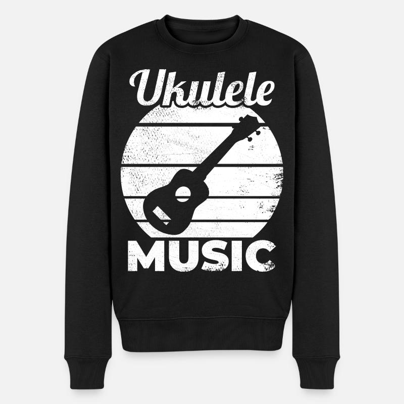 Lustige Ukulele Musik - Männer Premium Bio Pullover - Schwarz