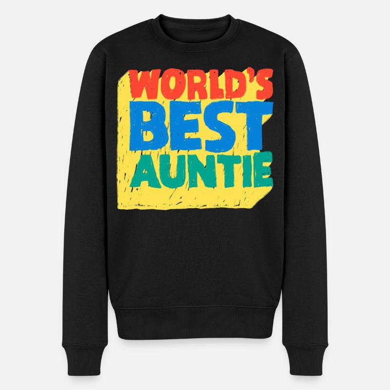World's Best Auntie Pop-Design - Männer Premium Bio Pullover - Schwarz