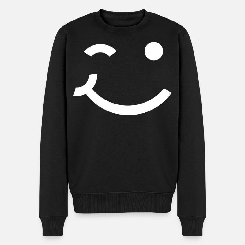 Zwinkerndes Gesicht, zwinkerndes Lächeln - Männer Premium Bio Pullover - Schwarz