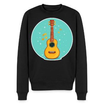 Illustration de ukulélé - Pull Premium bio Homme - noir - Devant - Nico (187cm)